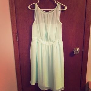 Mint Green Chiffon Illusion Dress